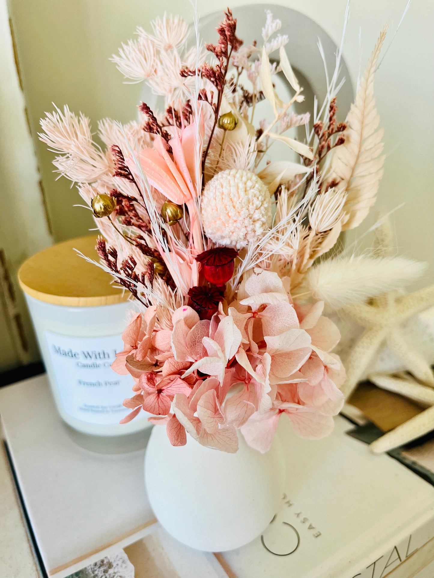 Dried and Preserved Posy in Ceramic Vase