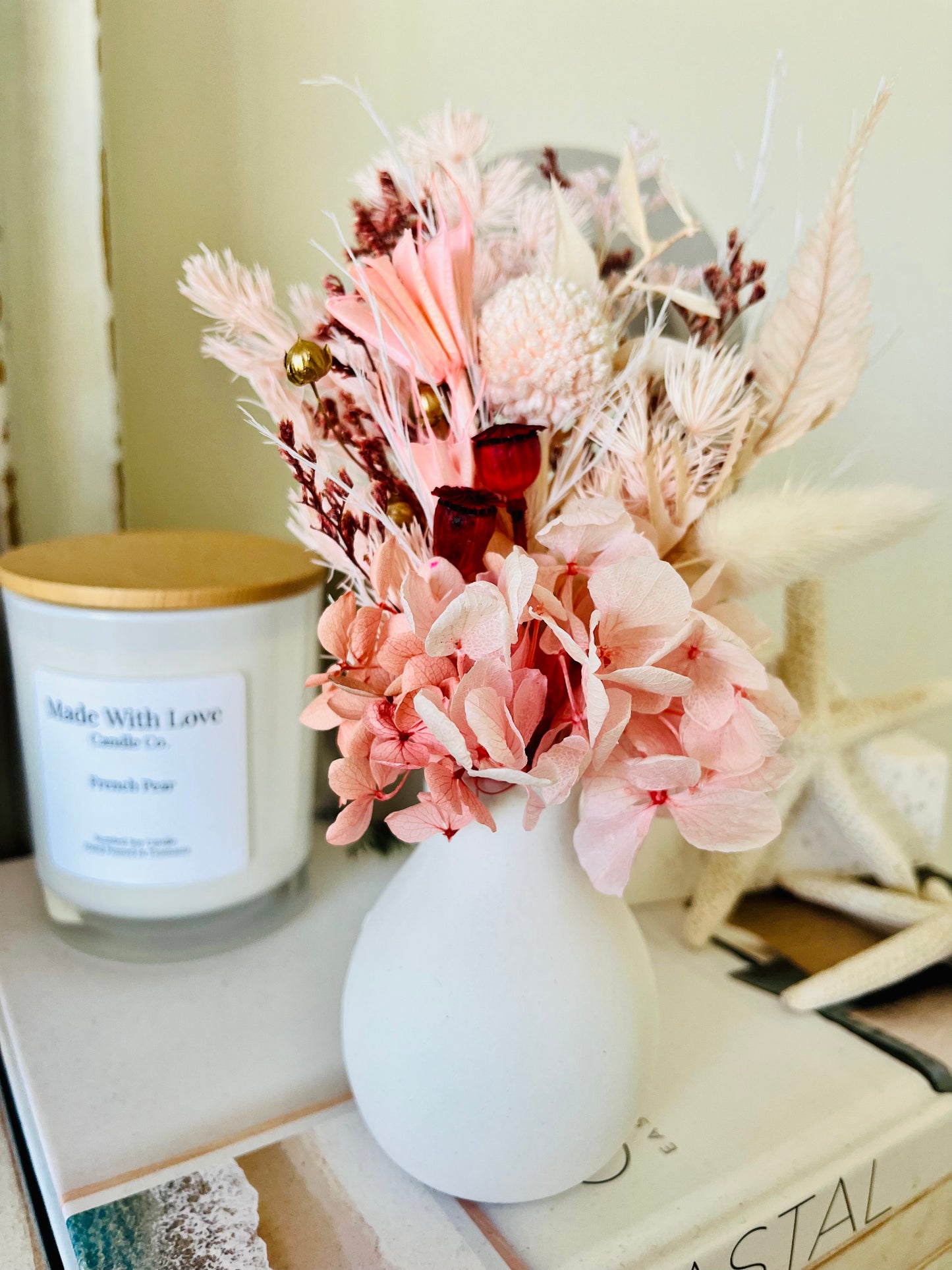 Dried and Preserved Posy in Ceramic Vase